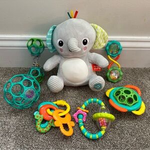 Bright Starts Gray Elephant Plush plus Toy Set